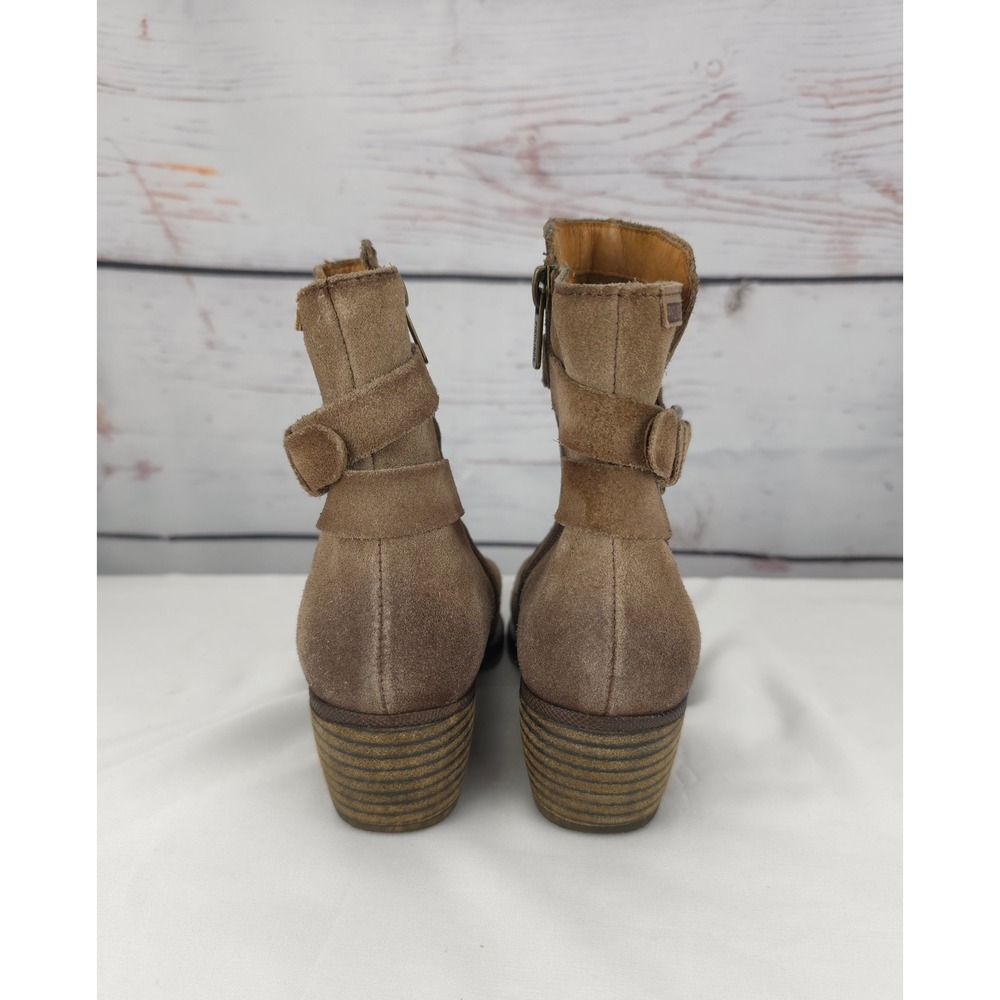 Pikolinos Womens Tan Stone Suede Ankle Boots Buckle Zip Side Block Heel Size 36 - Picture 5 of 11